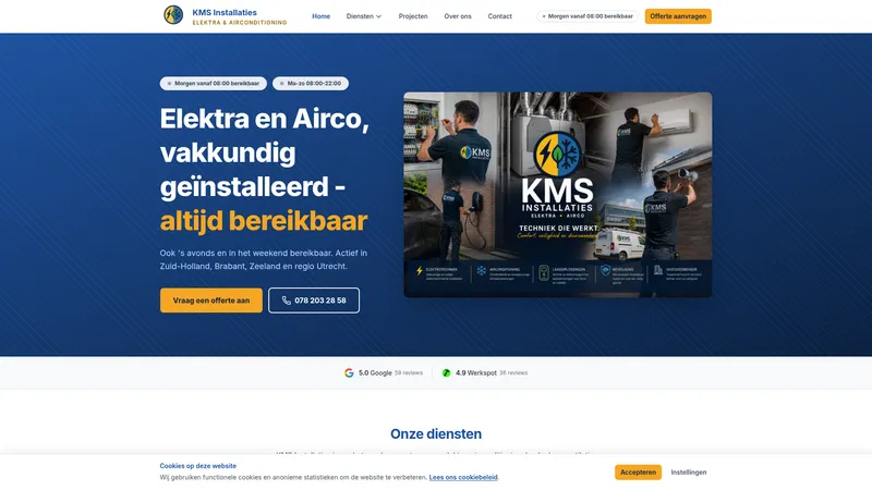 Website van KMS Installaties