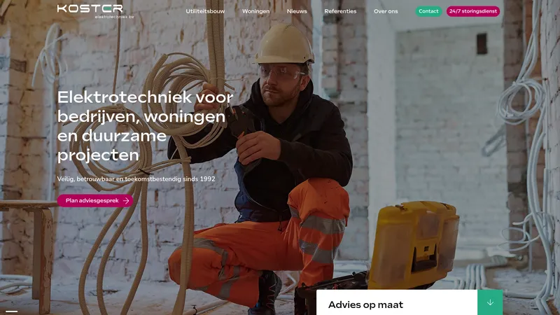 Website van Koster Elektrotechniek