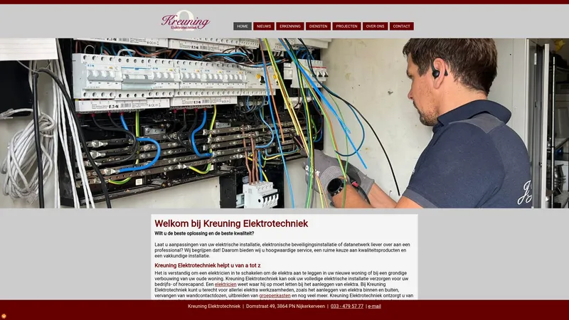 Website van Kreuning Elektrotechniek B.V.
