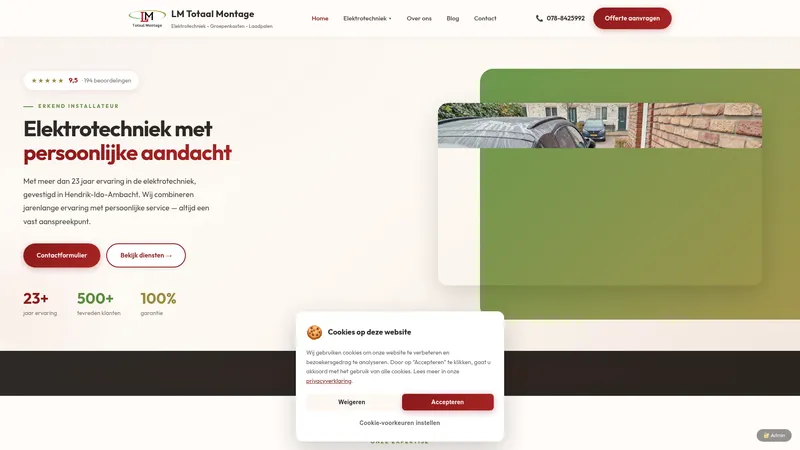 Website van LM Totaal Montage