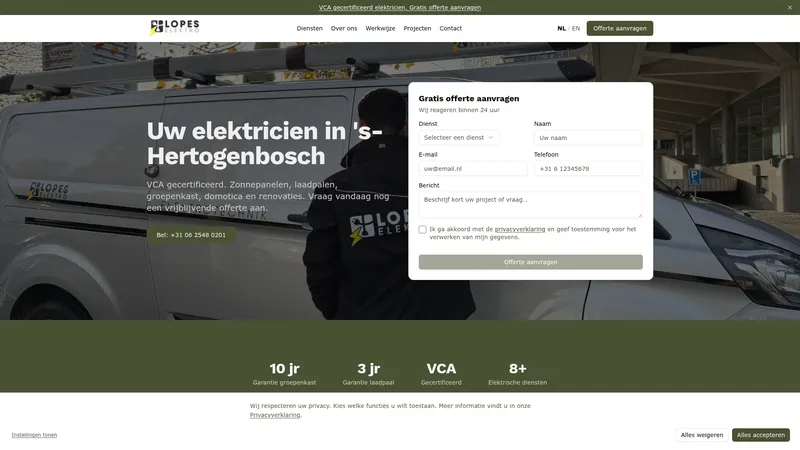 Website van Lopes Elektro