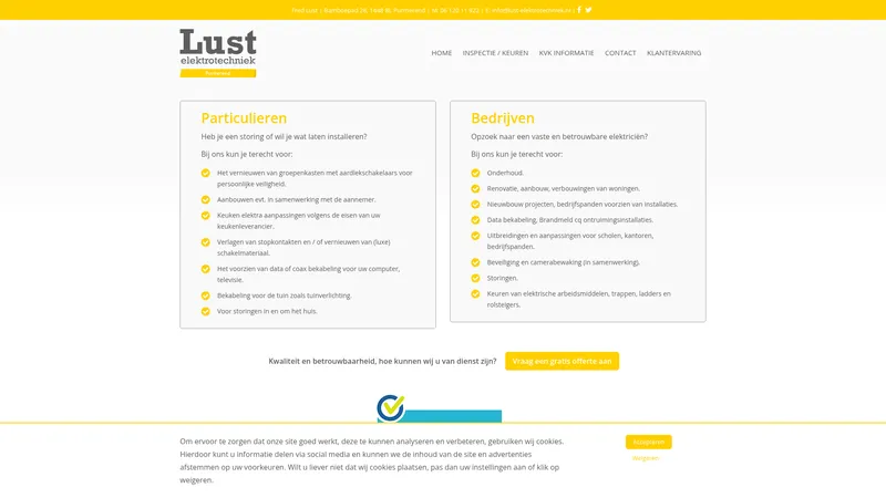 Website van Lust Elektrotechniek