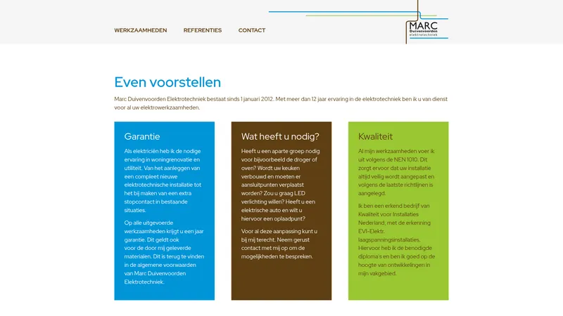 Website van Marc Duivenvoorden Elektrotechniek