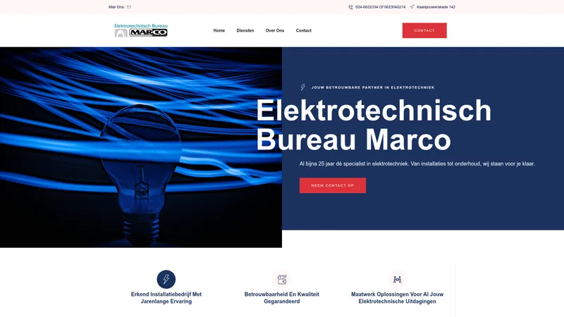 Website van Marco Elektrotechnisch Bureau