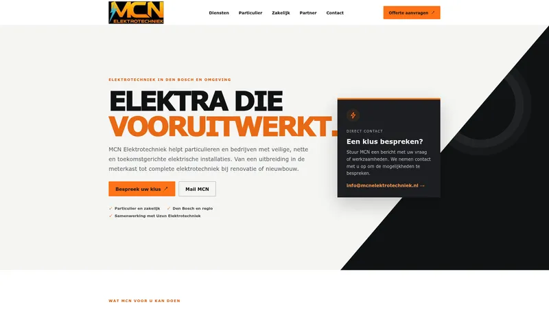 Website van MCN Elektrotechniek