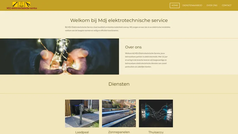 Website van MDJ elektrotechnische service