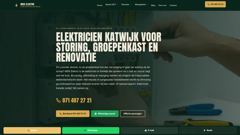 Website van MDK Elektro Elektrotechnisch installatiebedrijf