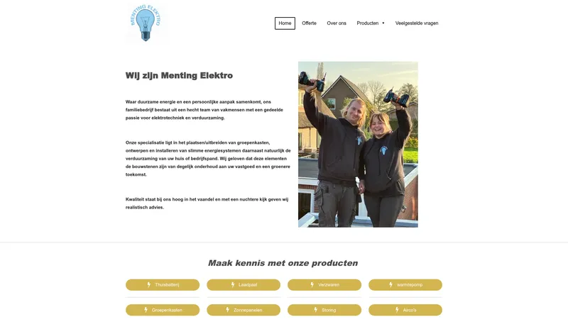 Website van Menting Elektro Nijmegen