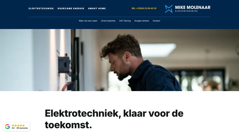 Website van Mike Molenaar Elektrotechniek