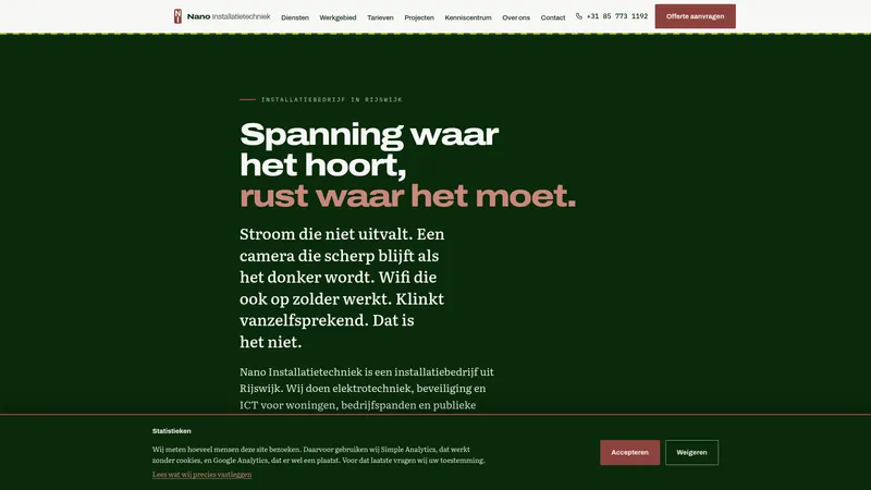 Website van Nano Installatietechniek