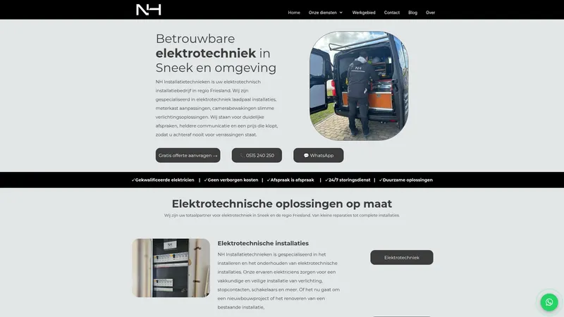 Website van NH Installatietechnieken