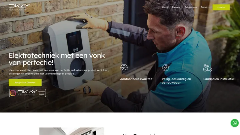 Website van Okay elektrotechniek
