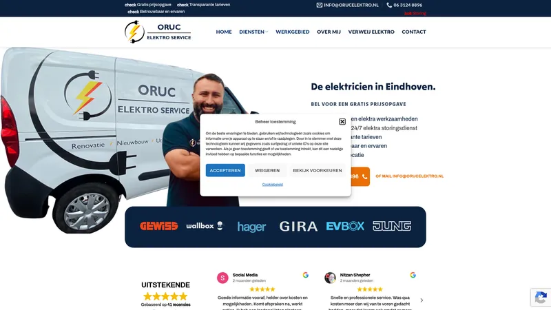 Website van Oruc Elektro Service