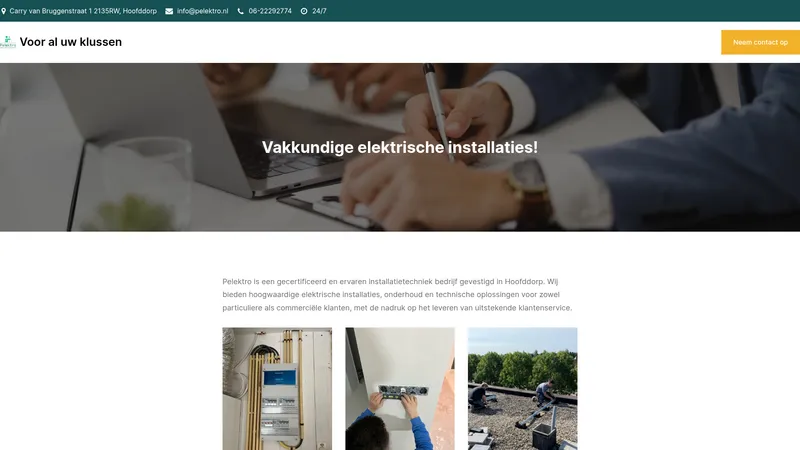 Website van Pelektro Techniek