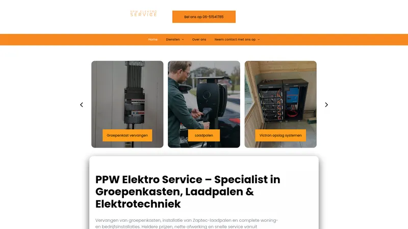 Website van PPW Elektro Service/Pure Power Solutions