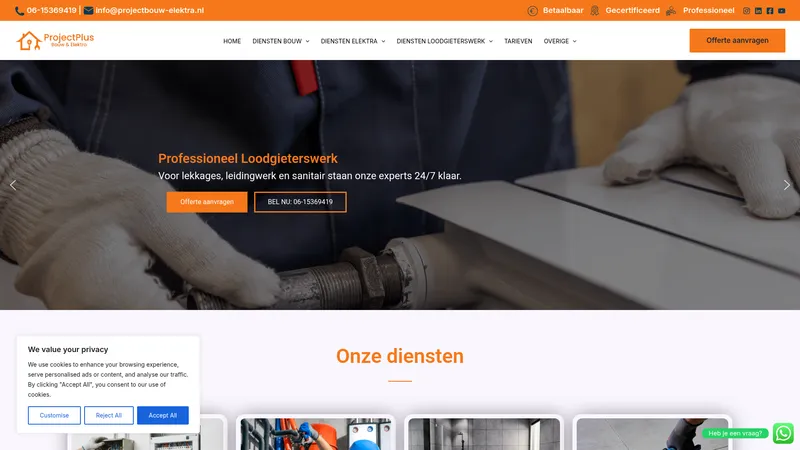 Website van Project Bouw Elektra