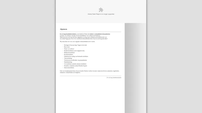 Website van R. de Jong Installatietechniek