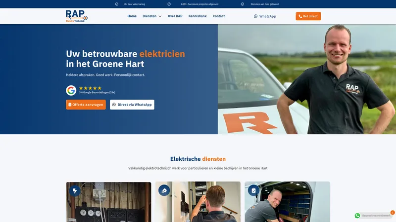 Website van RAP Elektrotechniek | RAPstroom.nl