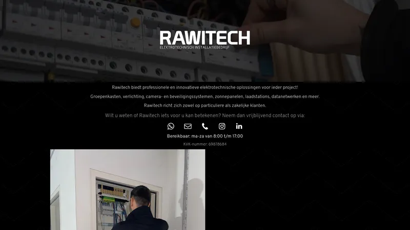 Website van Rawitech Elektrotechniek