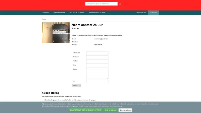Website van Rks elektro 24 storing dienst