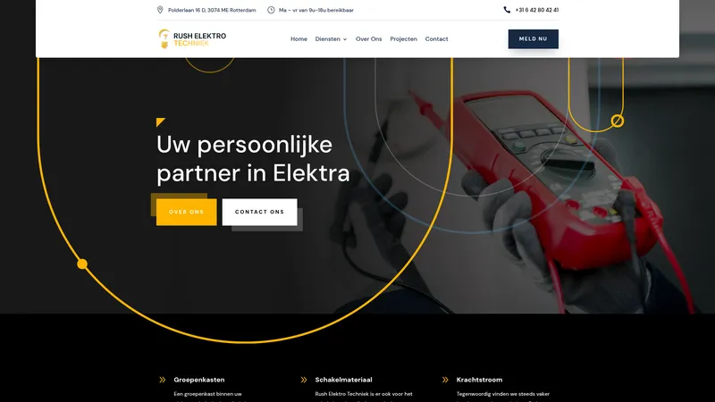 Website van Rush Elektrotechniek