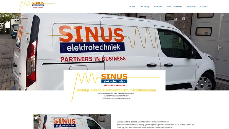 Website van Sinus Elektrotechniek