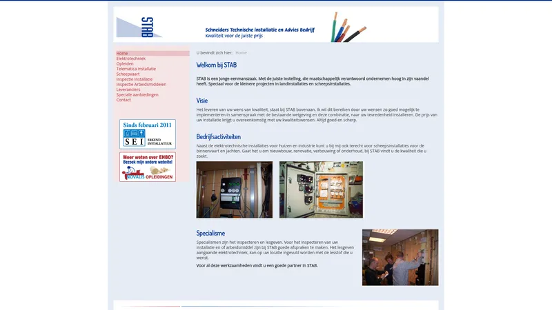 Website van STAB, Schneiders Technische installatie en Advies Bedrijf