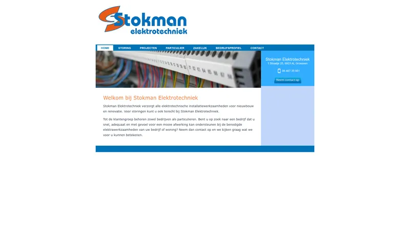 Website van Stokman Elektrotechniek