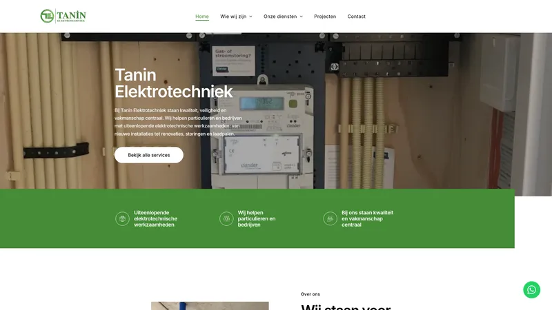 Website van Tanin Elektrotechniek