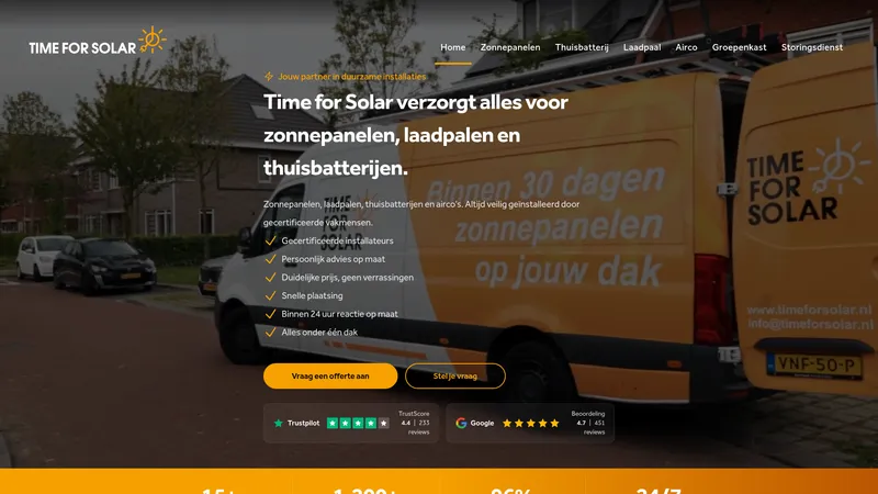 Website van Time for Solar