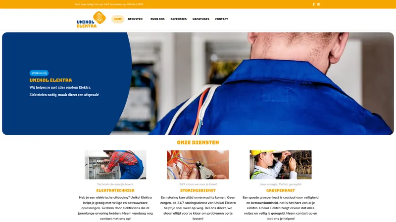 Website van Unikol Elektra