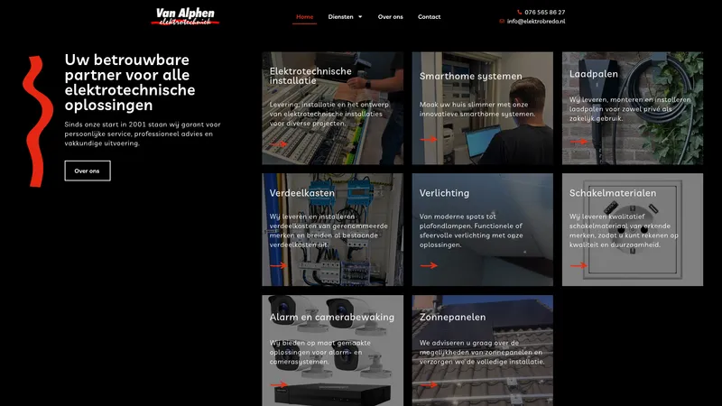 Website van Van Alphen elektrotechniek