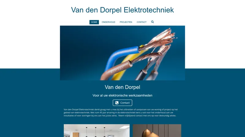 Website van van den Dorpel elektrotechniek