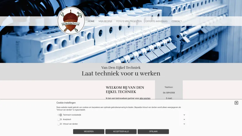 Website van Van Den Eijkel Techniek