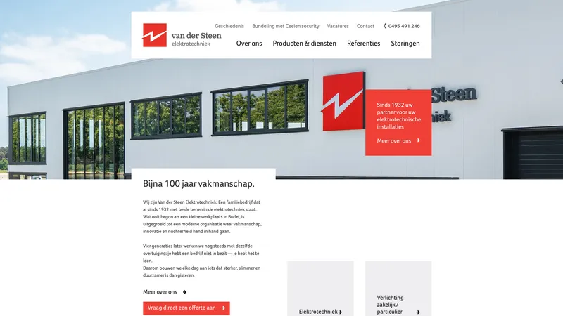 Website van Van Der Steen Elektrotechniek bv.