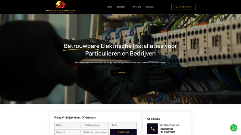 Website van Van Dijken Elektra en Totaalservice