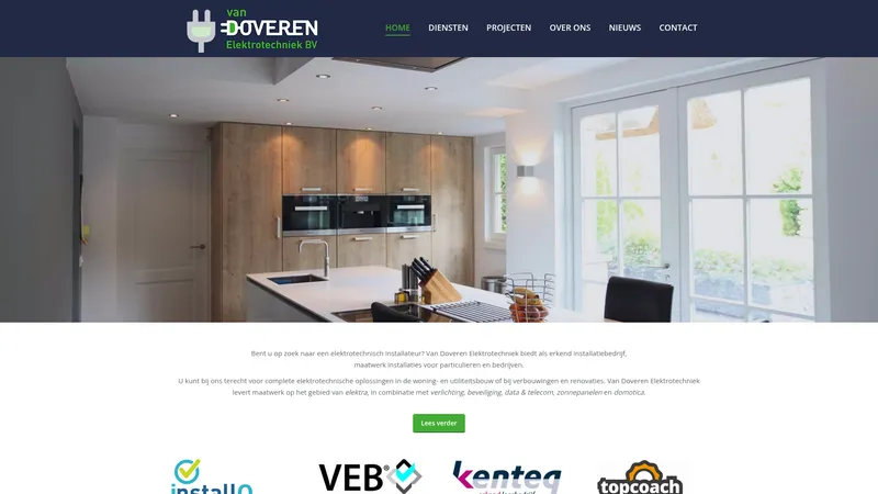 Website van Van Doveren Elektrotechniek BV