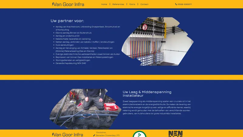 Website van van Goor Infra