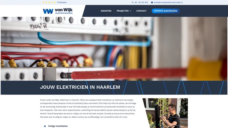 Website van Van Wijk Elektrotechniek