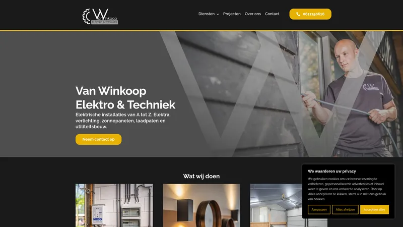 Website van Van Winkoop Elektro & Techniek
