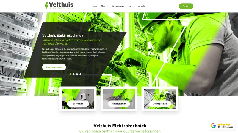 Website van Velthuis Elektrotechniek