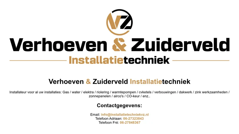 Website van Verhoeven & Zuiderveld installatietechniek B.V.