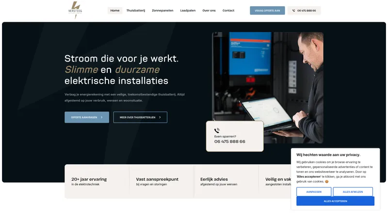 Website van Versteeg Elektrotechniek
