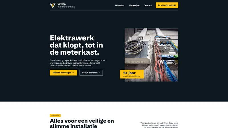 Website van Vinken Elektrotechniek