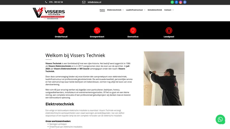 Website van Vissers Techniek | Laadpaal plaatsen
