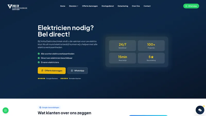 Website van Volta Elektrotechniek