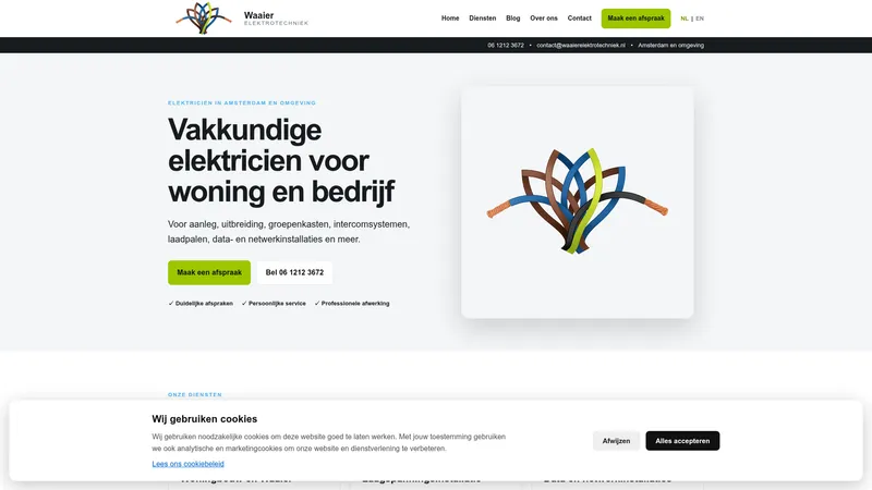 Website van Waaier Elektrotechniek