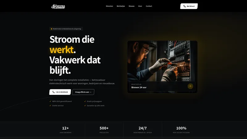 Website van Westra Electra