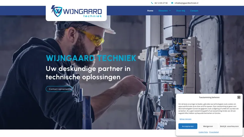 Website van Wijngaard Techniek