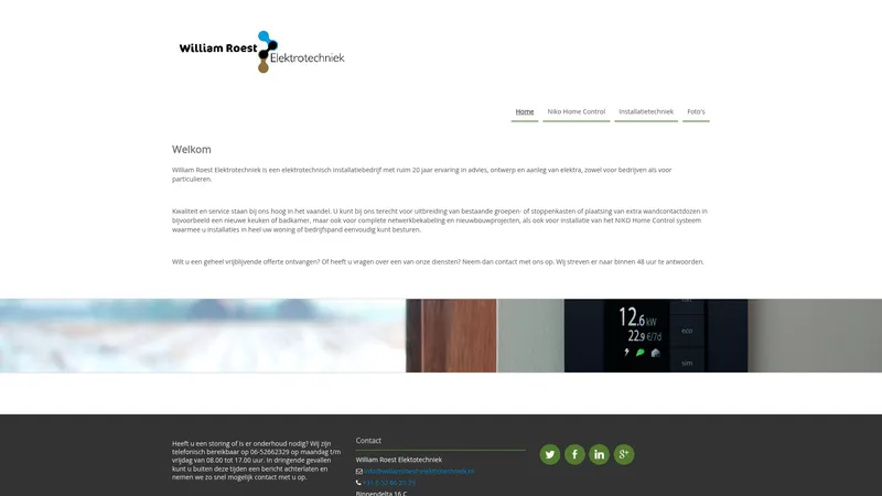 Website van William Roest Elektrotechniek
